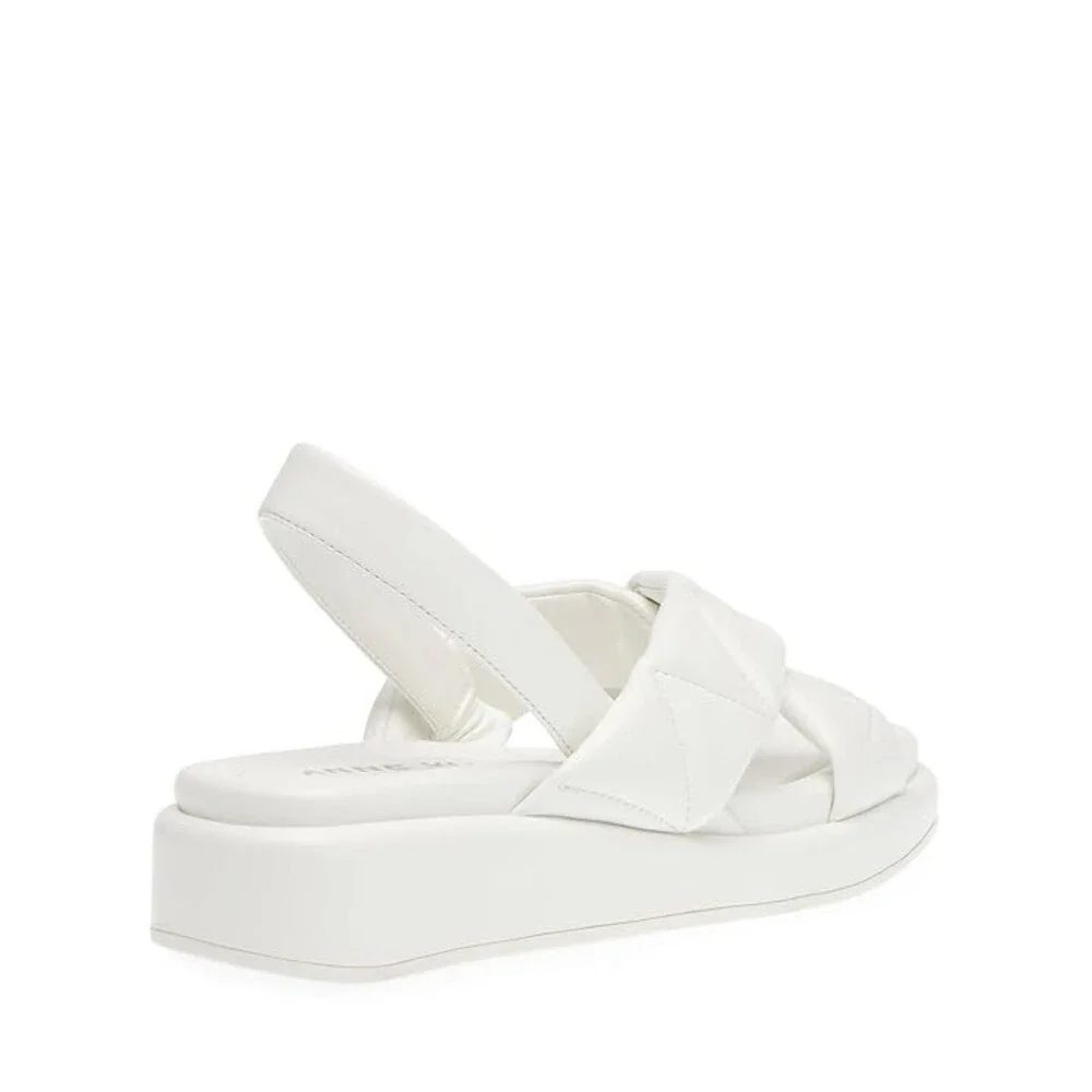 Anne Klein Air Sandals Womens 8.5 White Faux Leather Square Toe Slingback NCZ247